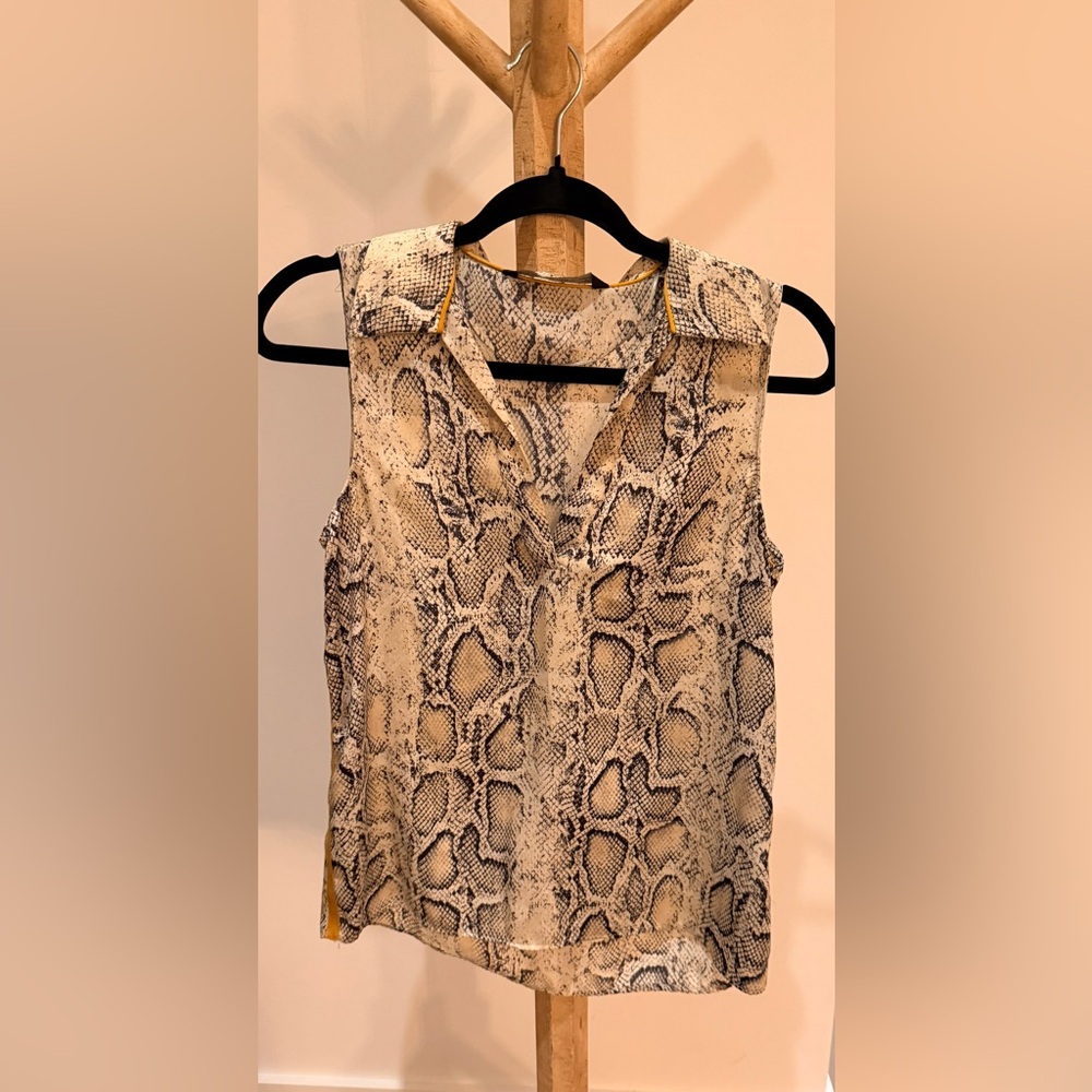 Zara Snakeskin Print Sleeveless Blouse